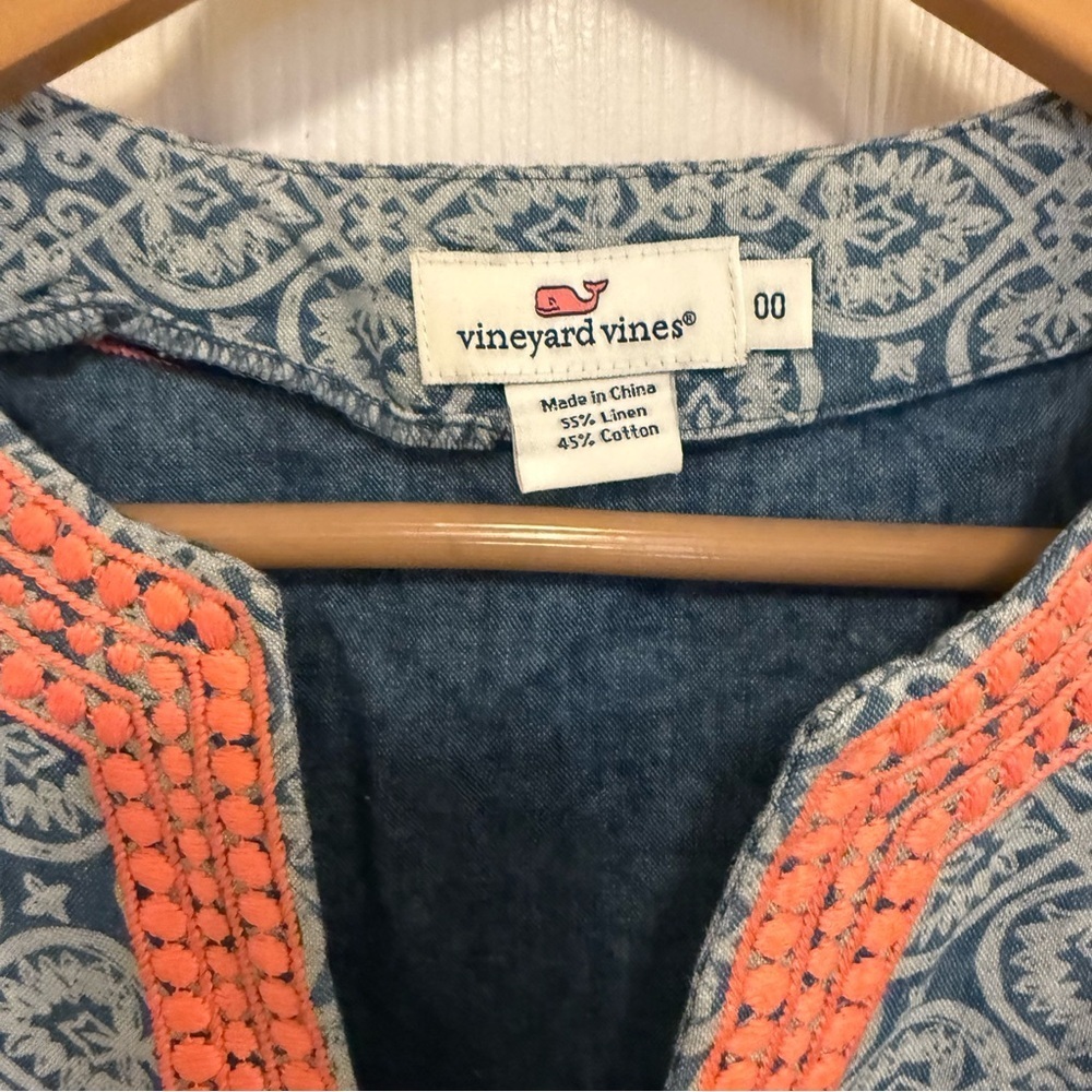 Like New Vineyard Vines Tile Indigo Print Dress - Picture 5 of 5